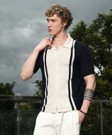 Men's Navy Casual Half Sleeve Colour Block Shirt