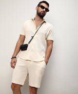 Men's Yellow Casual Half Sleeve Co-ords Set