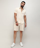Men's Yellow Casual Half Sleeve Co-ords Set