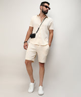 Men's Yellow Casual Half Sleeve Co-ords Set