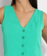 Women's Aqua Green Chic Vest Casual Co-Ord Set