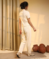Women's Pale Yellow Textured Casual Co-Ord Set