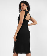 Women's Onyx Black Sequin Slit Dress