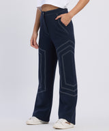 Women's Prussian Blue Hexagonal Straight-Fit Trousers