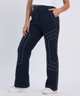 Women's Prussian Blue Hexagonal Straight-Fit Trousers
