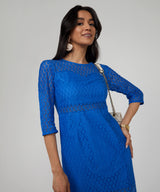 Women's Blue Ditsy Floral Solid Dress