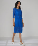 Women's Blue Ditsy Floral Solid Dress