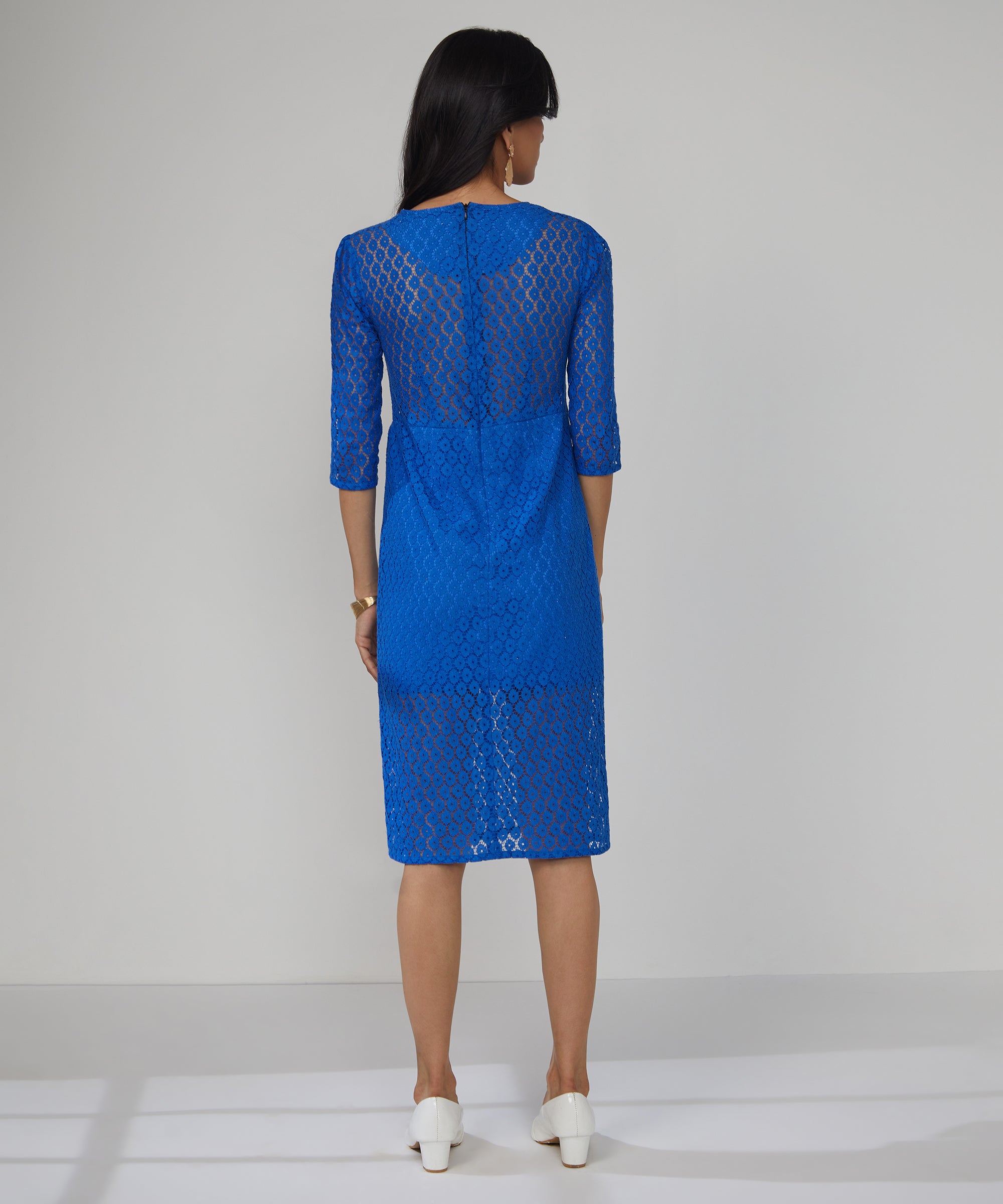 Women's Blue Ditsy Floral Solid Dress