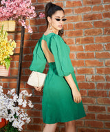 Women's Solid Shamrock Green With Cutout Detail Dress