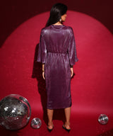 Women's Plum Purple Pleated Wrap Dress