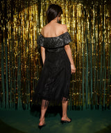 Women's Midnight Black Sequin Block Dress