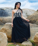 Women's Midnight Black Blossom Maxi Dress