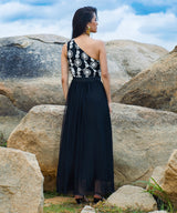 Women's Midnight Black Blossom Maxi Dress