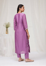 Women's Purple Sequins Raw Silk Readymade Salwar Suit