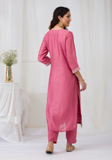 Women's Onion Pink Sequins Raw Silk Readymade Salwar Suit