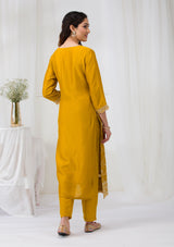 Women's Yellow Sequins Raw Silk Readymade Salwar Suit
