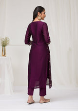 Women's Purple Sequins Raw Silk Readymade Salwar Suit