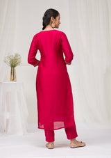Women's Rani Pink Sequins Raw Silk Readymade Salwar Suit