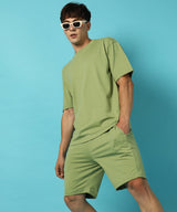 Men's Green Casual Half Sleeve Co-ords Set