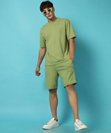 Men's Green Casual Half Sleeve Co-ords Set