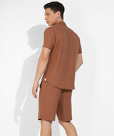 Men's Brown Casual Half Sleeve Co-ords Set