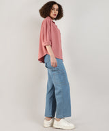 Women's Salmon Pink Solid Casual Boxy Shirt