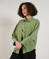 Women's Pistachio Green Solid Casual Boxy Shirt