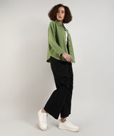 Women's Pistachio Green Solid Casual Boxy Shirt