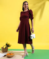 Women's Solid Red Dress With Cutout Detail