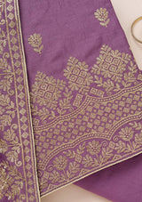 Women's Purple Zariwork Art Silk Unstitched Salwar Suit