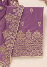 Women's Purple Zariwork Art Silk Unstitched Salwar Suit