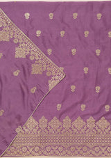 Women's Purple Zariwork Art Silk Unstitched Salwar Suit