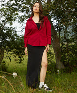 Women's Crimson Red Solid Casual Oversized Shirt