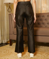 Women's Onyx Black Solid Tailored Trousers