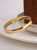 Women's Gold Plain Bangles Bracelet Waterproof & Anti-Tarnish