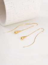 Women's Gold Water Drop Tassel Earrings Waterproof & Anti-Tarnish