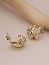 Women's Radiant Gold & Crystal Luxe Earrings Waterproof & Anti-Tarnish