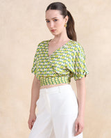 Women's Green Casual Half Sleeves Top
