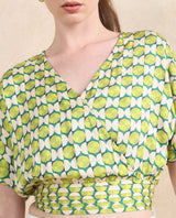Women's Green Casual Half Sleeves Top