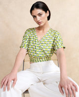 Women's Green Casual Half Sleeves Top