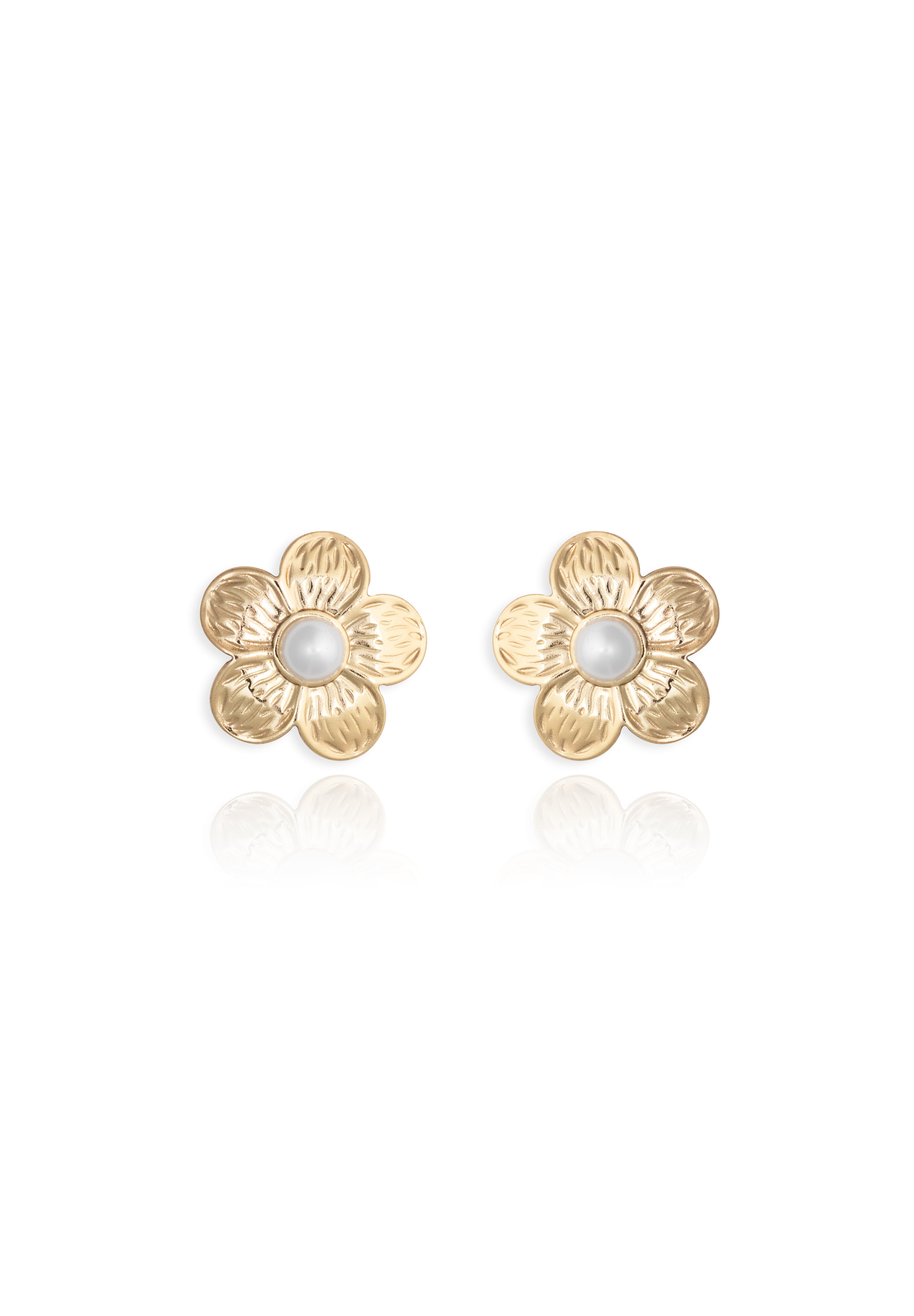 Women's Gold & White Casual Earrings