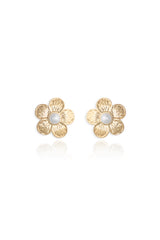 Women's Gold & White Casual Earrings