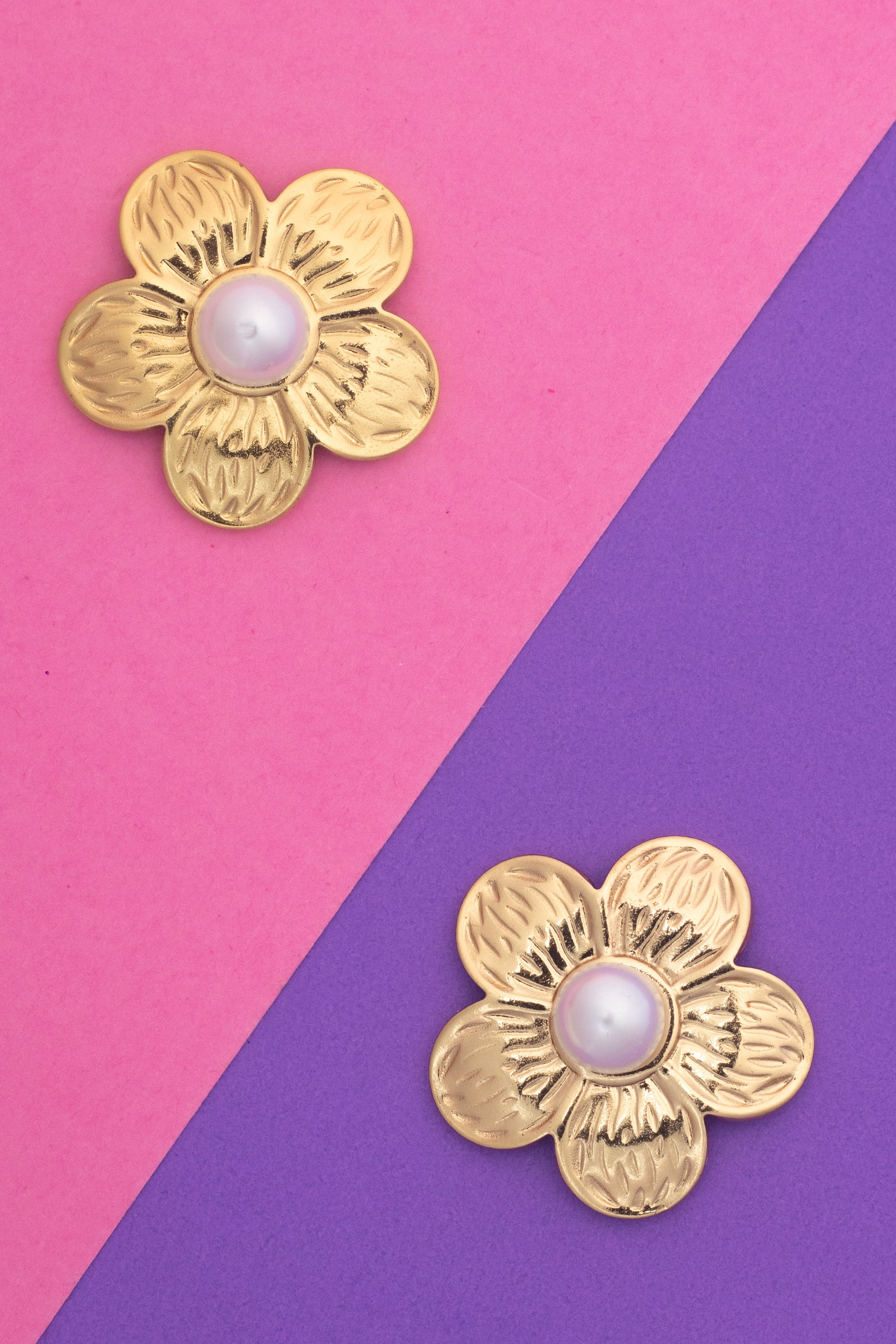 Women's Gold & White Casual Earrings