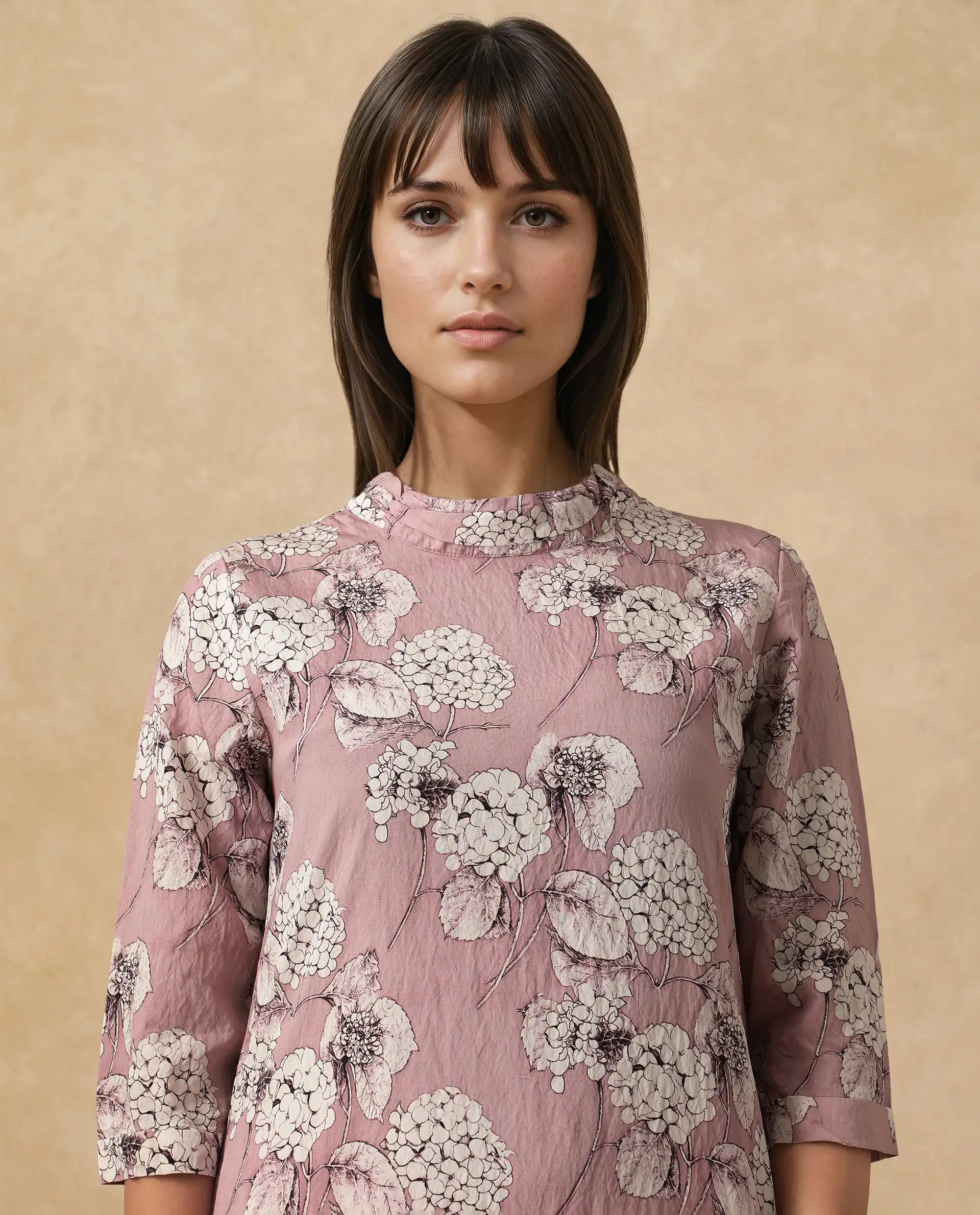 Women's Pink Casual Three Quarter Sleeves Dress