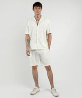 Men's Ivory White Self-Design Wave Co-Ord Set