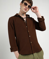 Men's Chocolate Brown Ripple Box Shirt