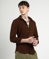 Men's Chocolate Brown Ripple Box Shirt