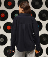 Women's Midnight Blue Solid Casual Oversized Shirt
