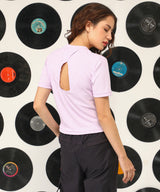 Women's Lavender Solid Regular Casual Tshirt