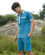 Men's Blue Casual Half Sleeve Co-ords Set
